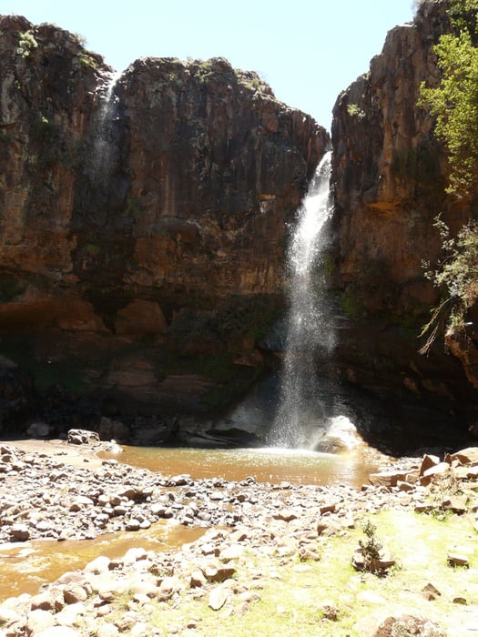 Lesotho Wandern Malealea Lodge Waterfall