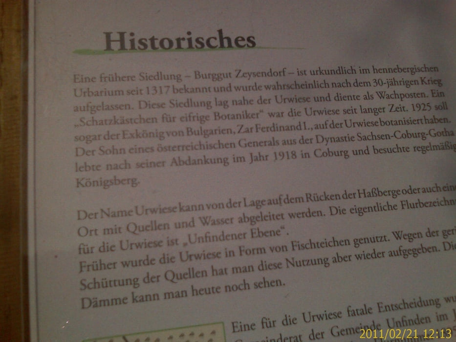 Infotafel an der Urwiese