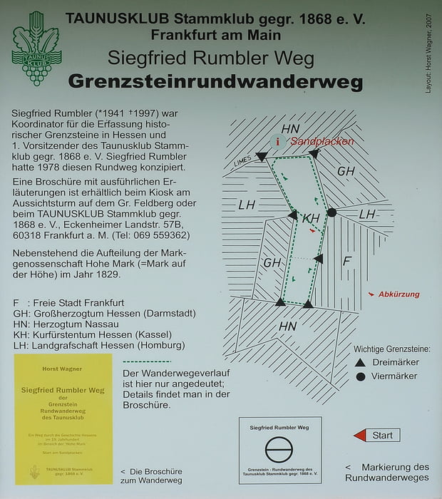 Siegfried Rumbler Weg - Grenzstein Rundwanderweg des Taunusklub