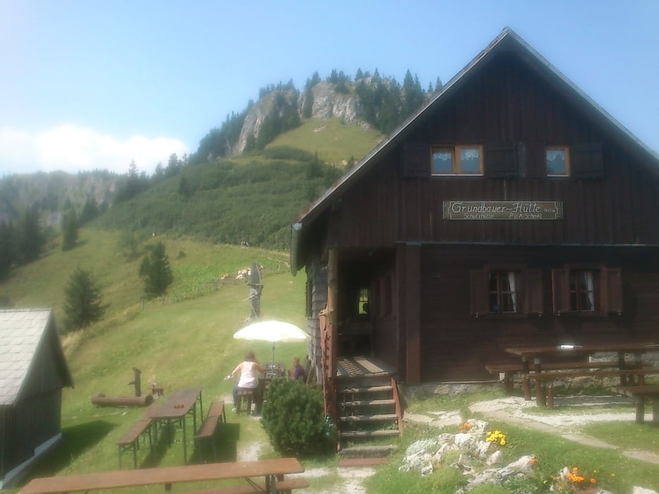 Veitschüberquerung mit Grundbauerhütte und Ebenhütte