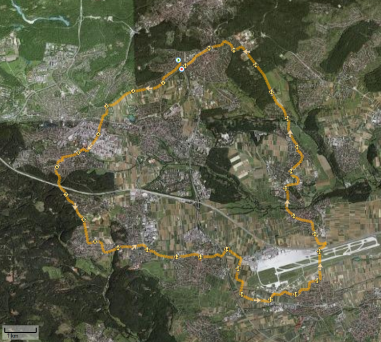 Abendliche 31km Runde (Stuttgart - Musberg - Flughafen - Fernsehturm)