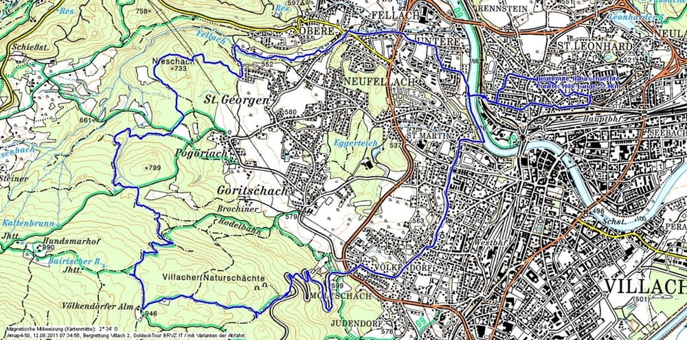 Neue Variante der Villach Naturschaechte-Runde