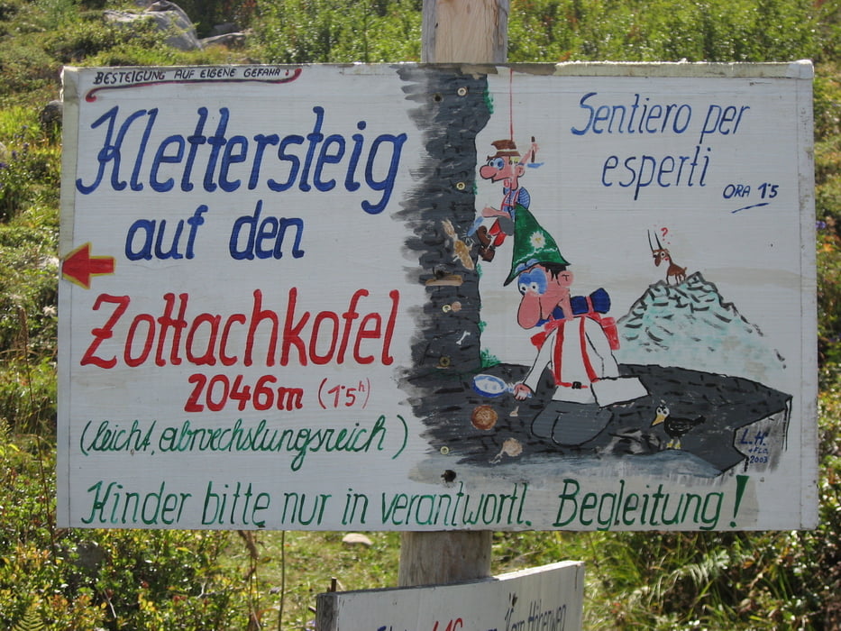 Rattendorfer Alm - Crete Rosse Klettersteig - Trogkofel - Westgrat Klettersteig - Zottachkopf - Zottachkopf Klettersteig