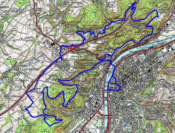 Trier - Busental - Mohrenkopf - Herrestal - Sirzenich - Weishauswald - Auf der Bausch